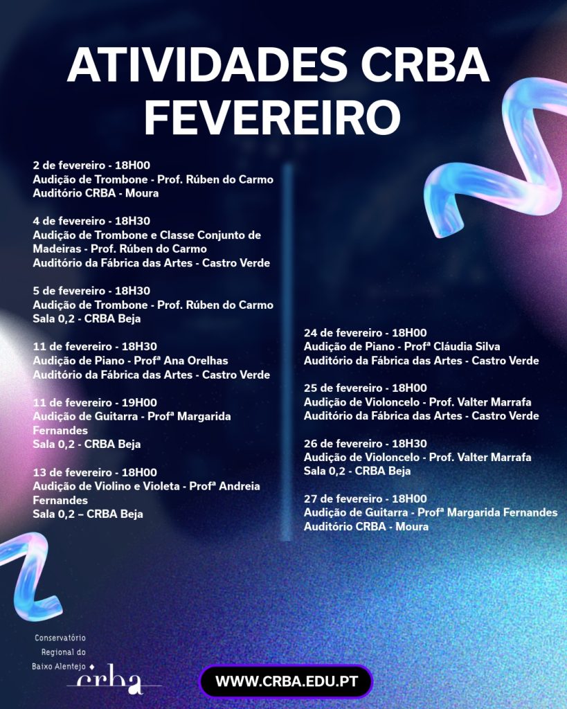 Cartaz ATIVIDADES FEVEREIRO 2026