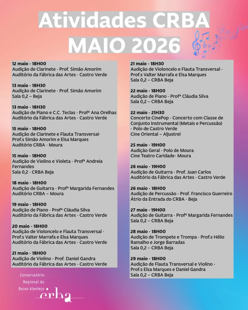 Cartaz Atividades Maio 2026